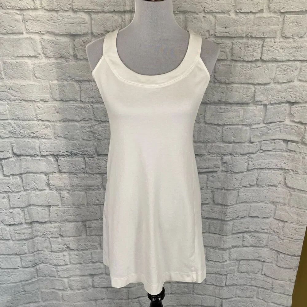 New York & Co women’s S 100% cotton scoopneck sleeveless mini dress white